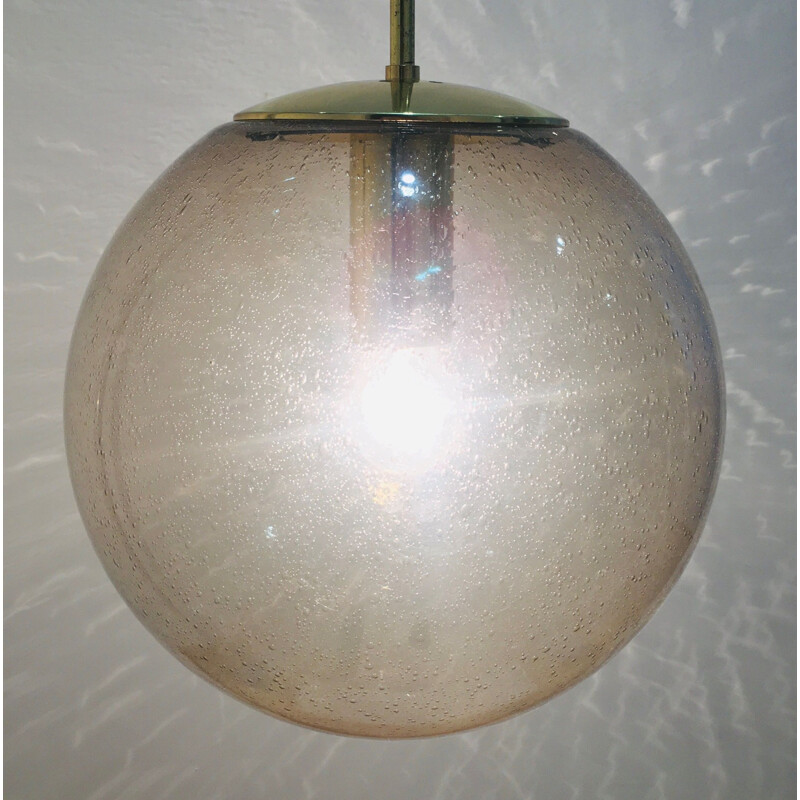 Vintage gerookte Air-Bubbled glazen ophanging van Limburg, Duitsland 1970