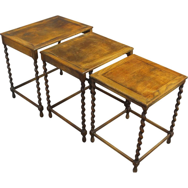 Set of 3 vintage mahogany nesting tables, Denmark 1930