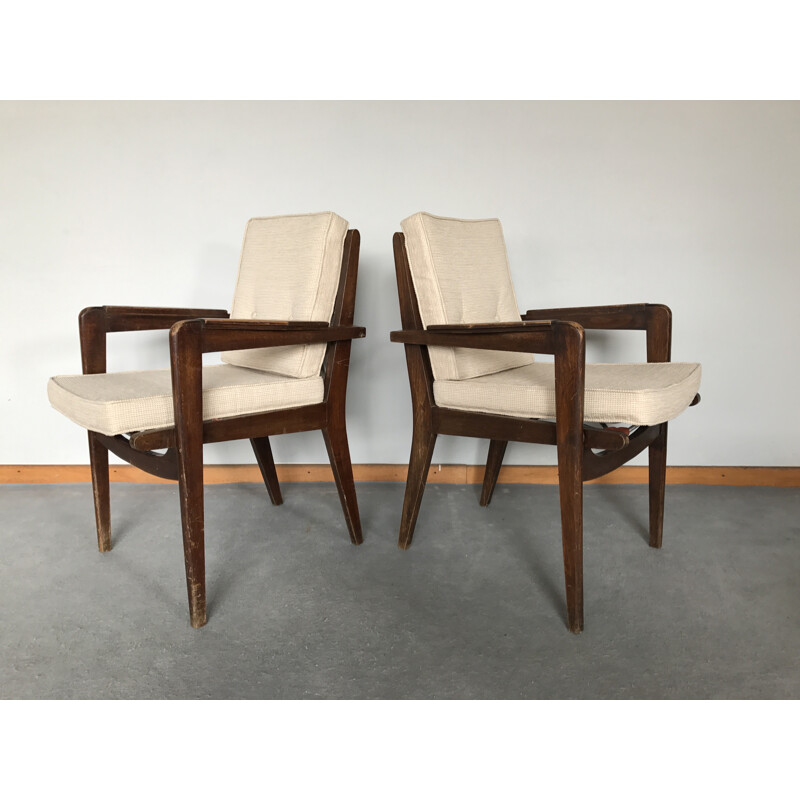 Free-span pair of "Bridge" armchairs, Pierre GUARICHE - 1950s