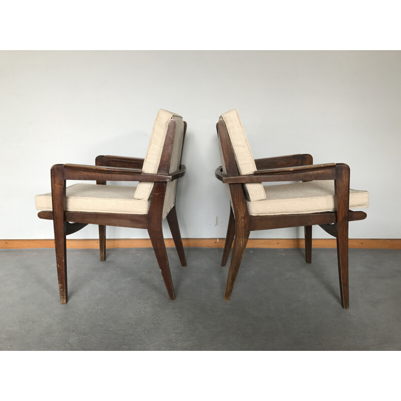 Free-span pair of "Bridge" armchairs, Pierre GUARICHE - 1950s