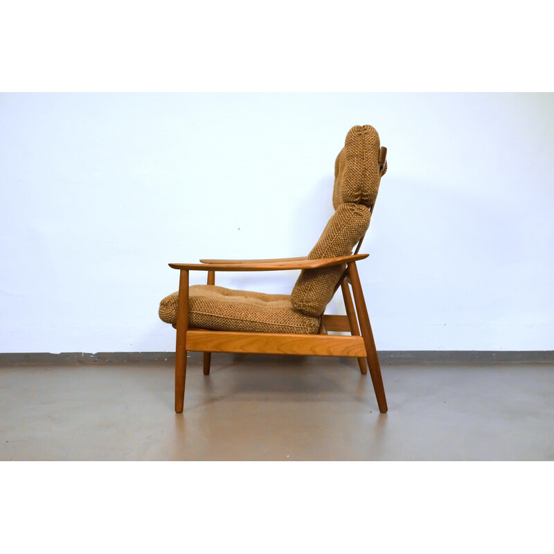 France & Son "FD164" armchair in teak and brown wool, Arne VODDER - 1960s