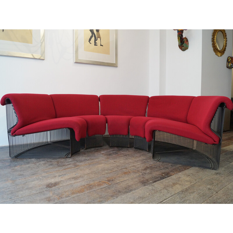 Fritz Hansen magenta "pantonova" sofa, Verner PANTON - 1970s