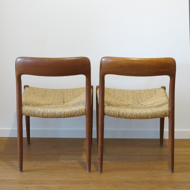 Paar vintage stoelen model 75 door Niels Otto Møller voor J.L. Møller, 1960