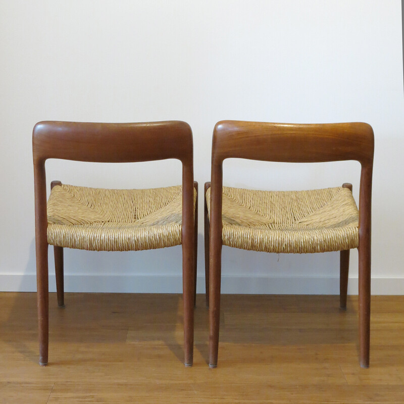 Paire de chaises vintage modèle 75 par Niels Otto Møller pour J.L. Møller, 1960