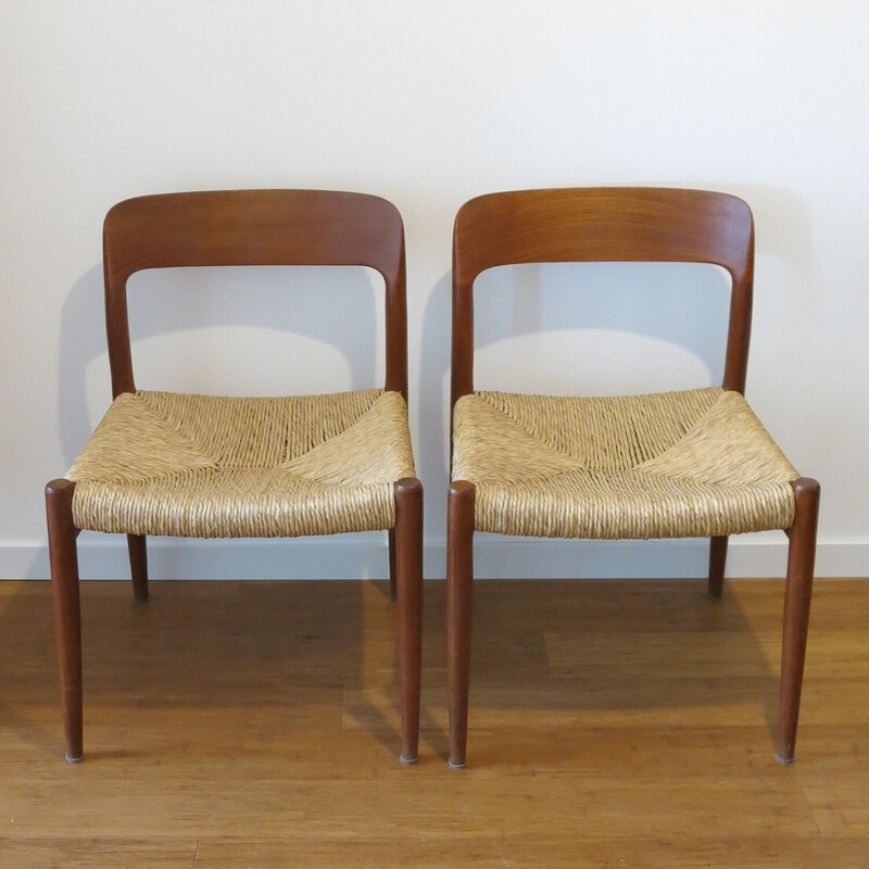 Pair of vintage chairs model 75 by Niels Otto Møller for J.L. Møller, 1960