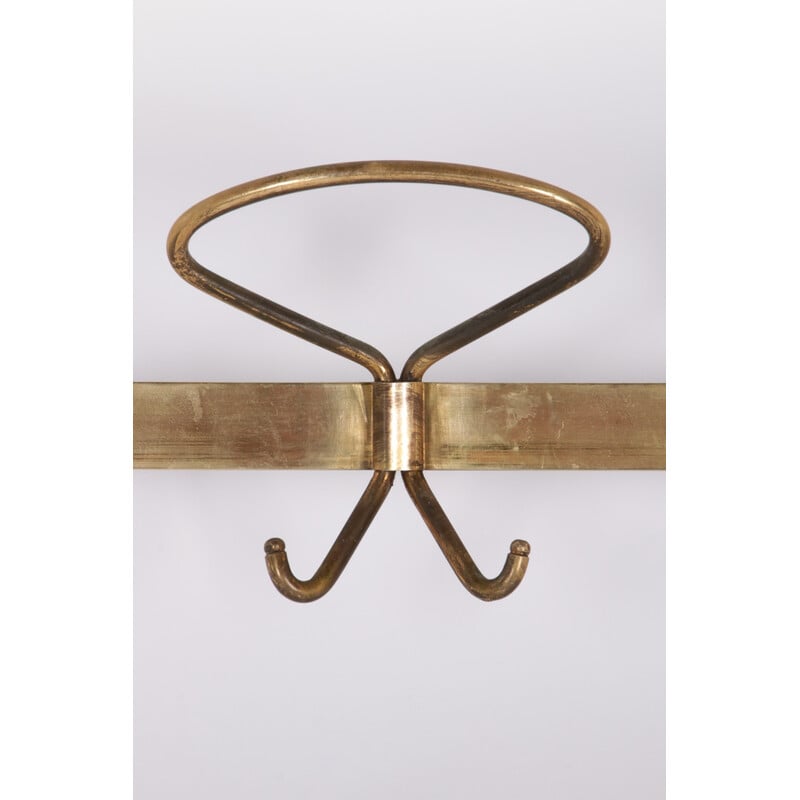 Italian vintage coat rack in glass and brass by Fontana Arte, 1950s