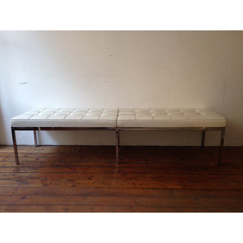 White padded bench, Florence KNOLL - 1960s