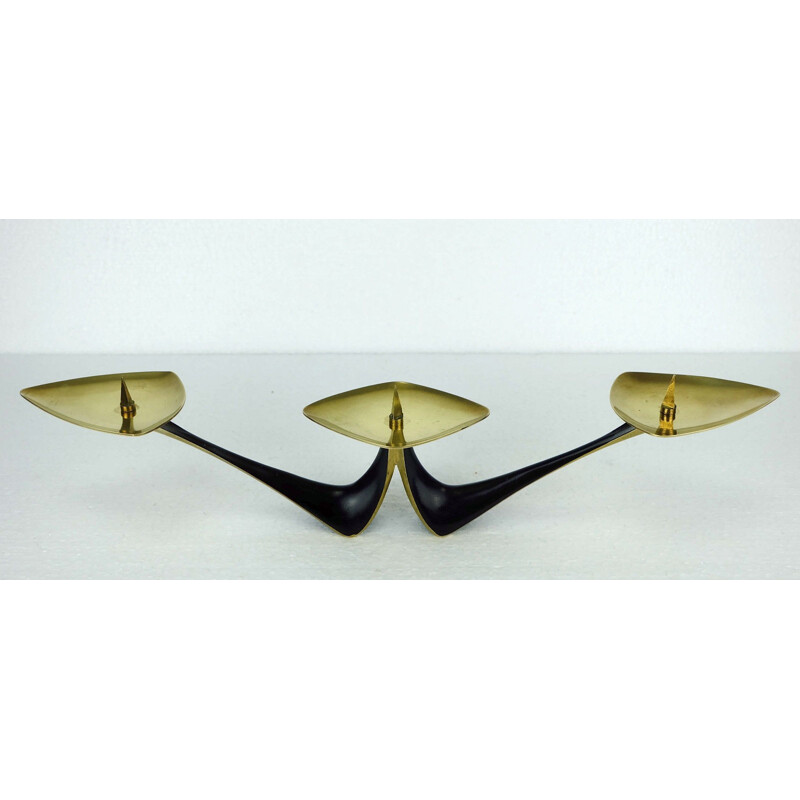 German Faber & Schumacher candle holder in brass, Klaus ULLRICH - 1950s