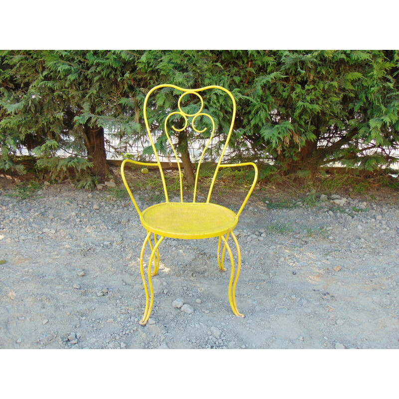 Mobili da giardino vintage in ferro giallo