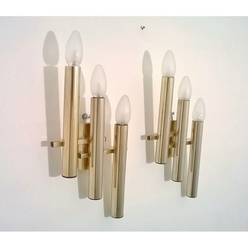 Vintage brass wall lamp by Gaetano Sciolari, 1970s