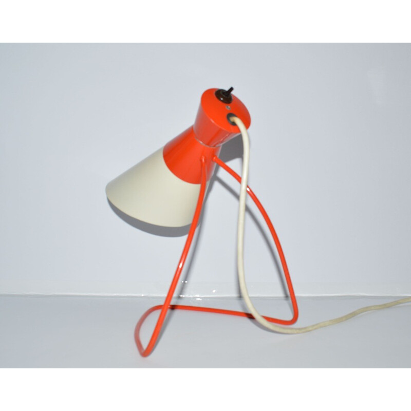 Napako mid-century red and white table lamp, Josef HURKA - 1950s