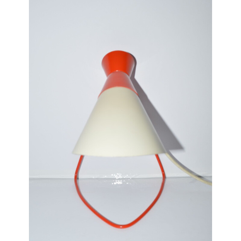 Lampe de table vintage rouge et blanche Napako, Josef HURKA - 1950