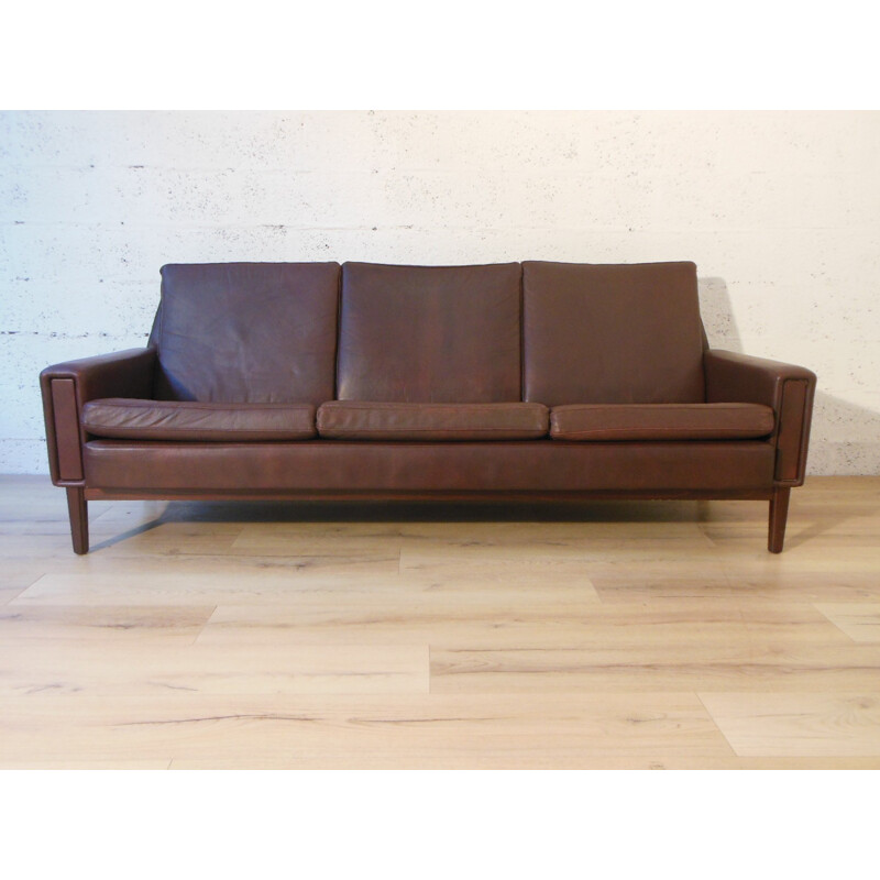 Mid century modern Scandinavian sofa in leather - 1960s