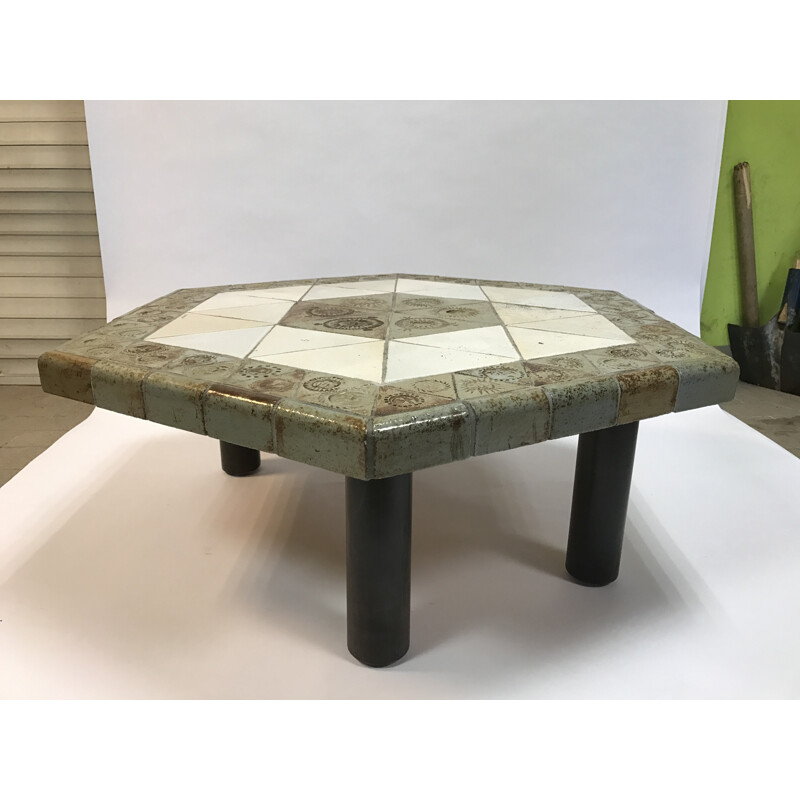 Vallauris ceramic "Lune" coffee table, Roger CAPRON - 1960s