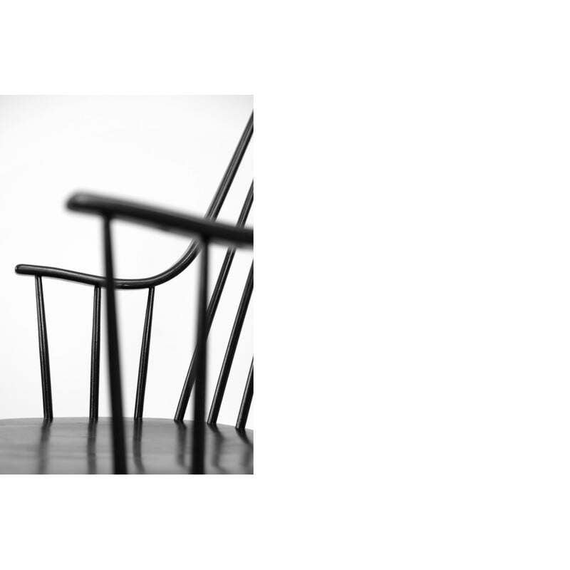 Vintage Zweedse Grandessa schommelstoel in zwart hout van Lena Larsson voor Nesto, 1960