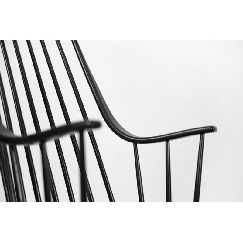 Chaise à bascule suédoise vintage Grandessa en bois noir par Lena Larsson pour Nesto, 1960