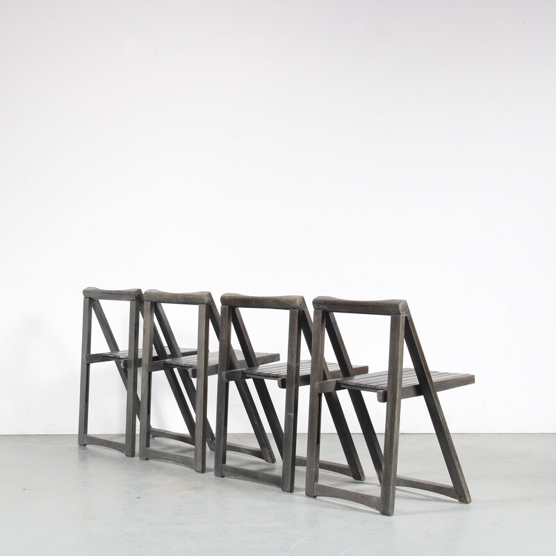 Set of 4 vintage folding chairs by Aldo Jacobsen for Alberto Bazzani, Italy 1970s