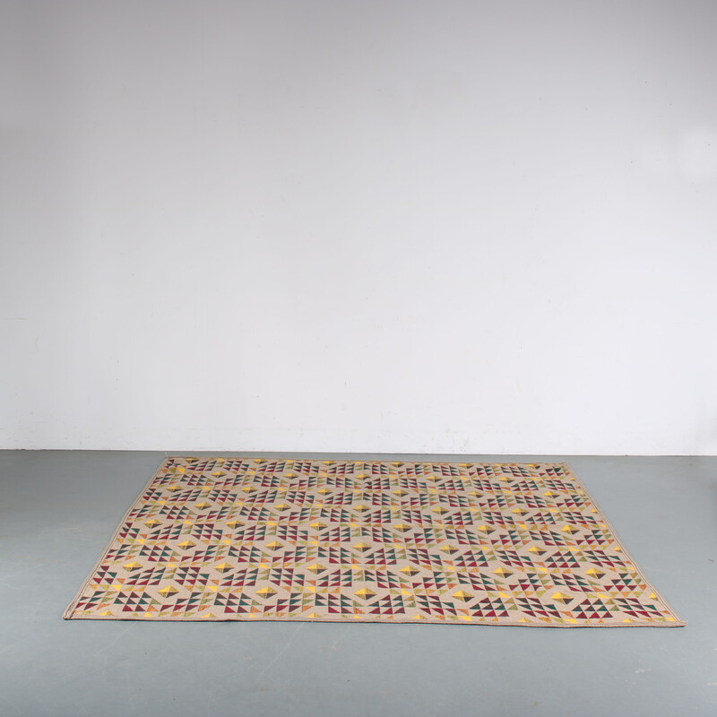 Vintage geometric rug, Netherlands 1950s