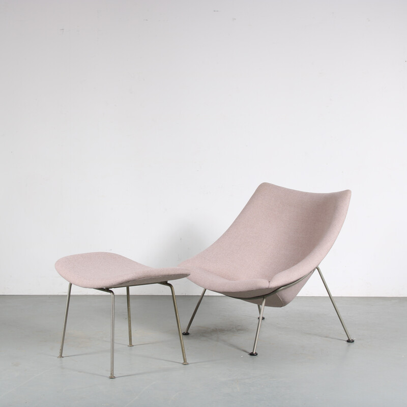 Vintage "Oyster" armchair and ottoman by Pierre Paulin for Artifort, Netherlands 1950