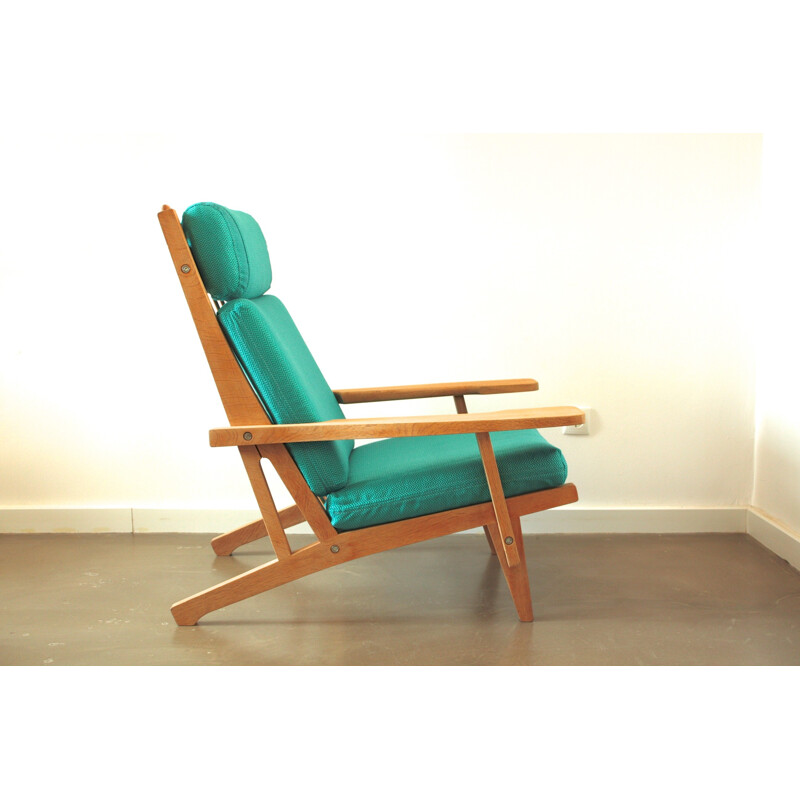 Getama "GE-375" armchair in oak and blue fabric, Hans J. WEGNER - 1960s