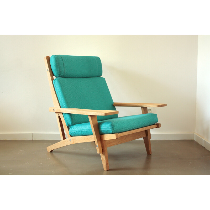 Getama "GE-375" armchair in oak and blue fabric, Hans J. WEGNER - 1960s