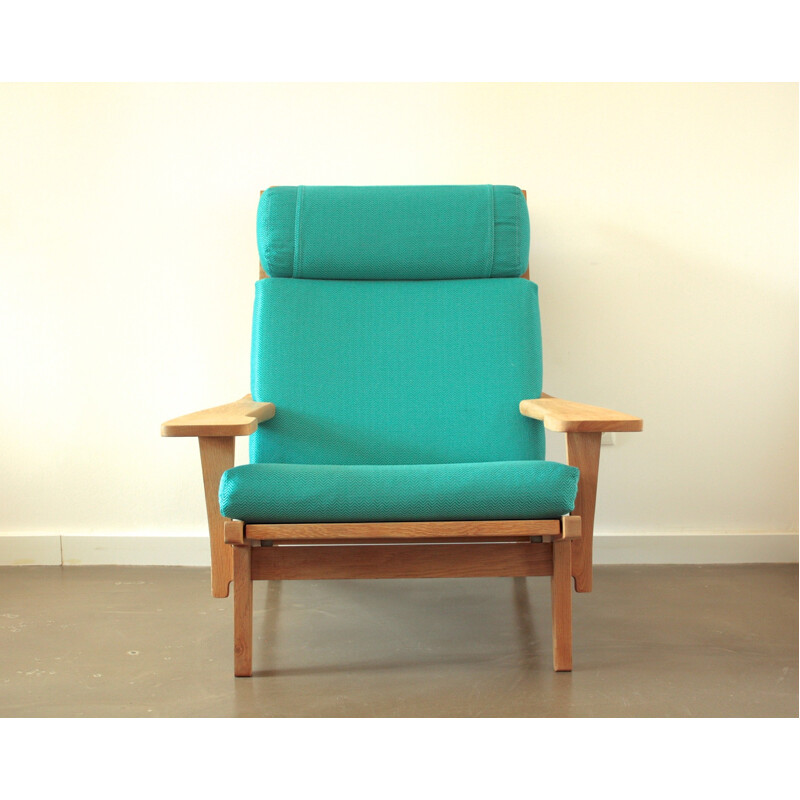 Getama "GE-375" armchair in oak and blue fabric, Hans J. WEGNER - 1960s