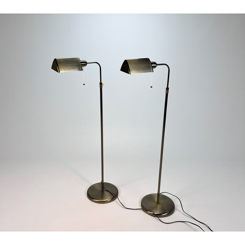 Pair of mid century brass and steel floor lamp, 1960s