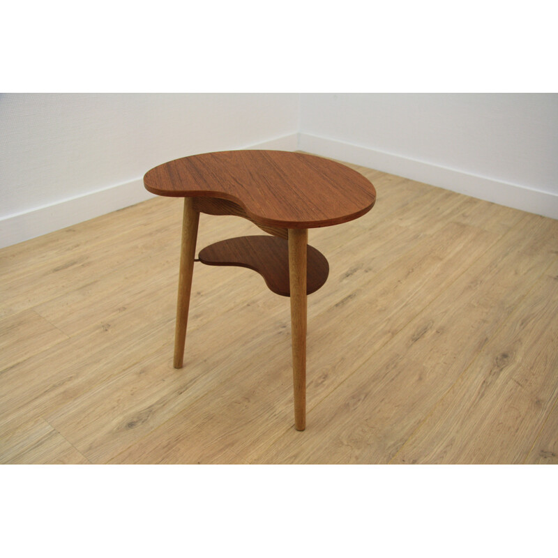 Danish side table in teak and oak with cup holder - 1960s