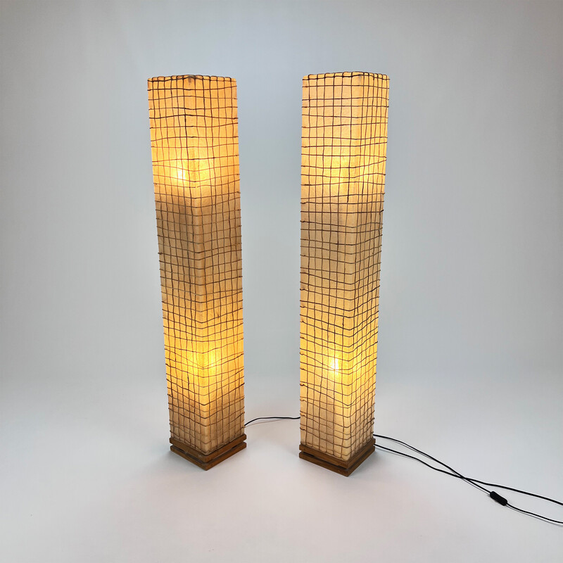 Ein Paar Vintage-Stehlampen aus Seil und Glasfaser, 1970