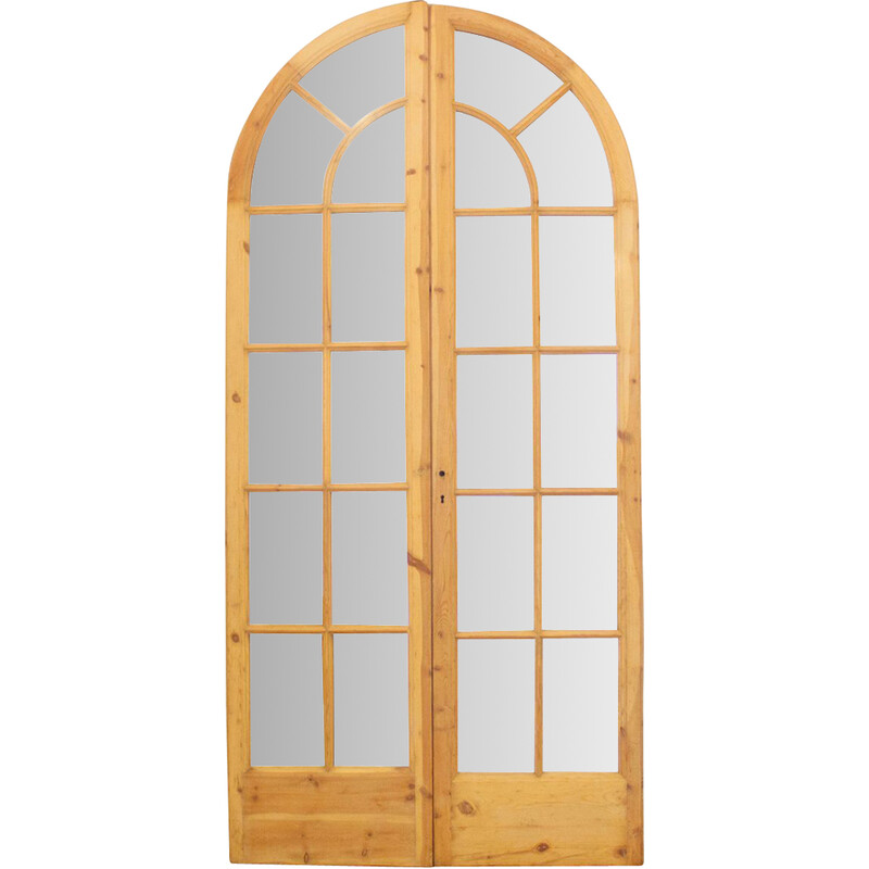 Pair of vintage French doors with mirrors