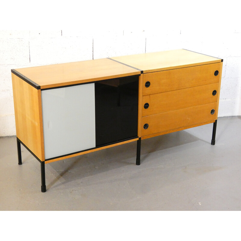 Vintage Arp light ashwood sideboard by Pierre Guariche for Minvielle, 1960