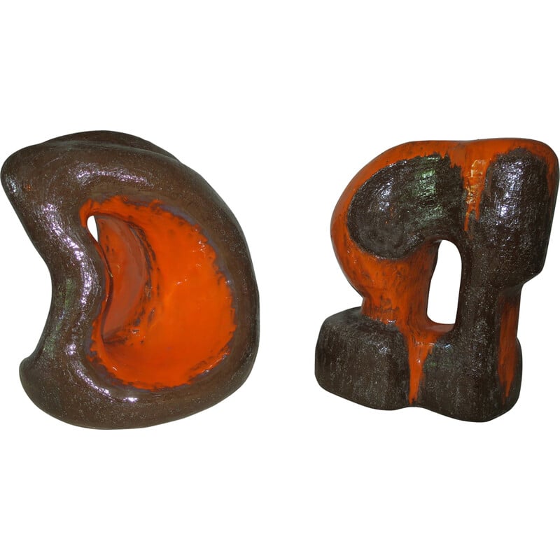 Pair of vintage ceramic sculptures, 1970