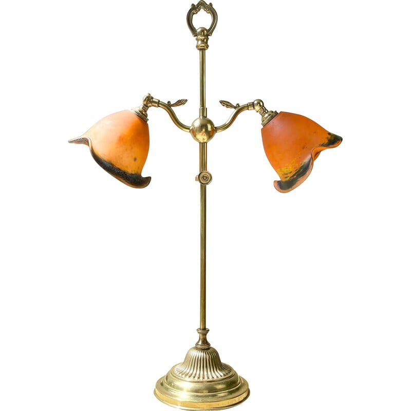 Lampe de bureau tulipe vintage en pate de verre