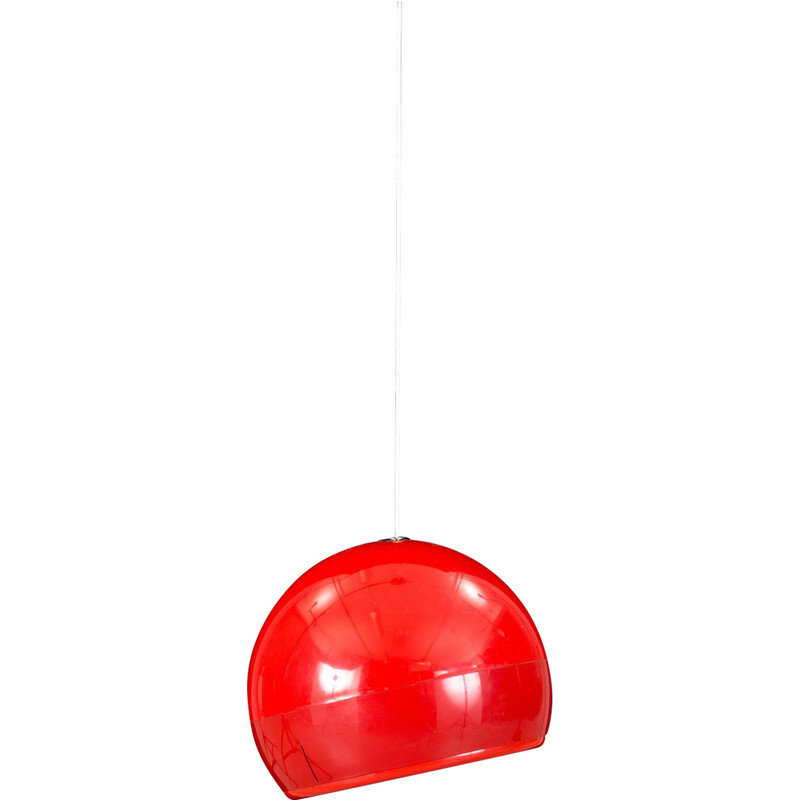 Vintage red Pallade pendant lamp by Artemide, 1970