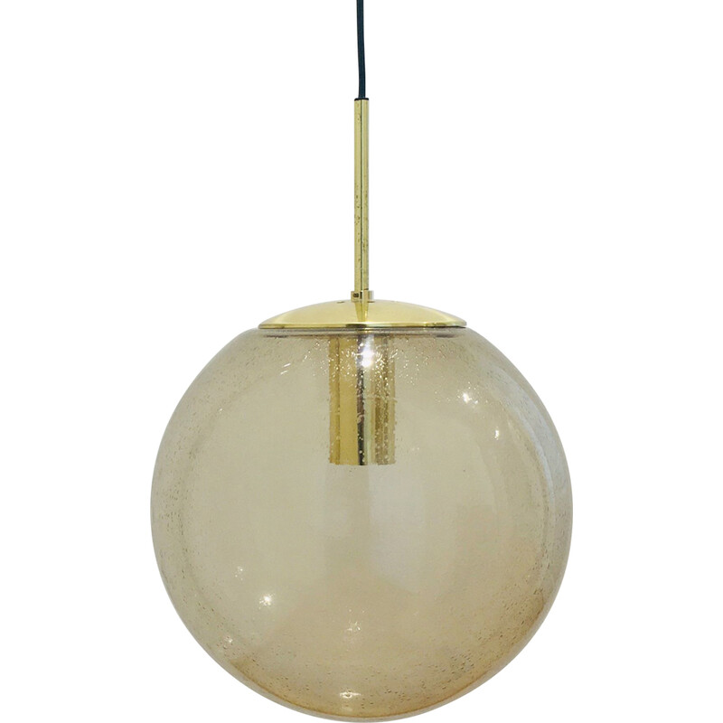 Suspension vintage en verre Air-Bubbled fumé par Limburg, Allemagne 1970