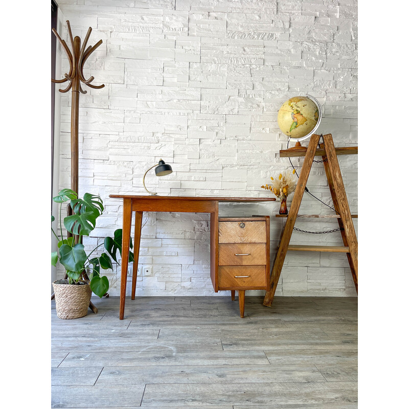 Vintage eikenhouten bureau, 1970