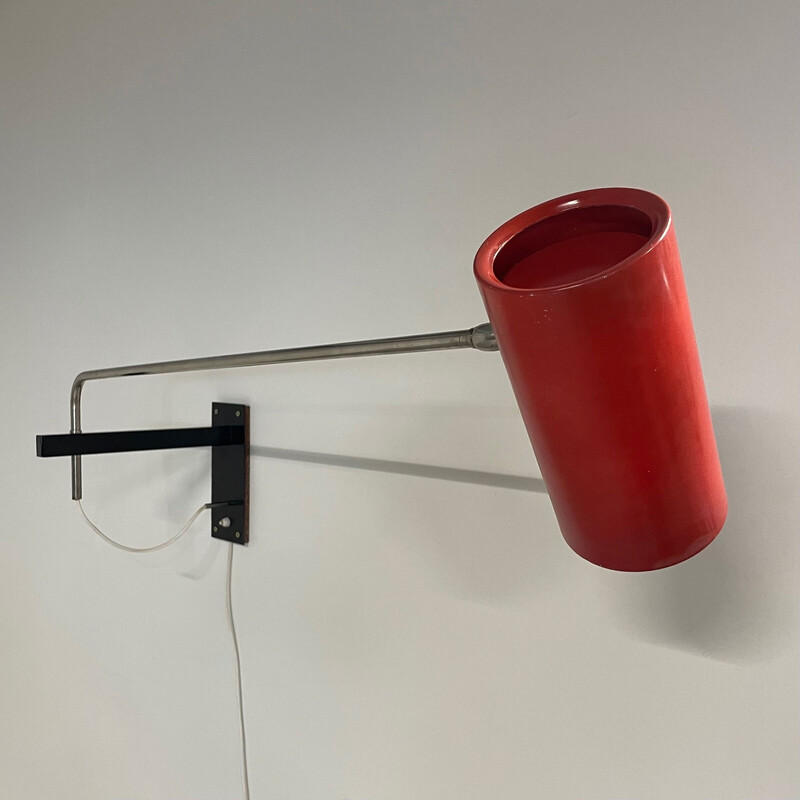 Vintage red wall lamp "39" by Willem Hagoort for Hagoort Lamps, 1960s