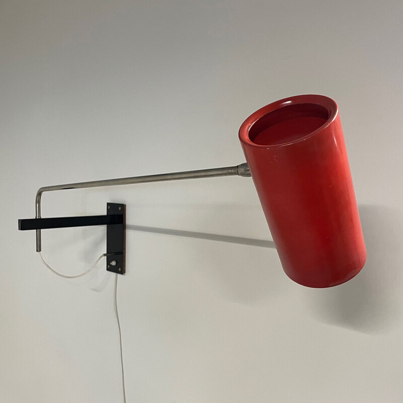 Aplique rojo vintage "39" de Willem Hagoort para Hagoort Lamps, 1960