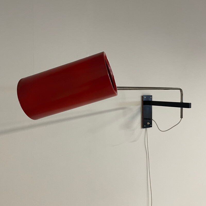 Vintage rode wandlamp "39" van Willem Hagoort voor Hagoort Lampen, 1960