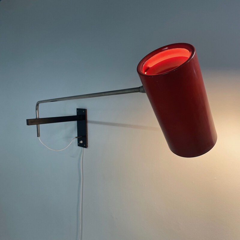 Lampada da parete rossa vintage "39" di Willem Hagoort per Hagoort Lamps, 1960