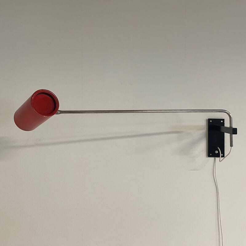 Vintage rode wandlamp "39" van Willem Hagoort voor Hagoort Lampen, 1960