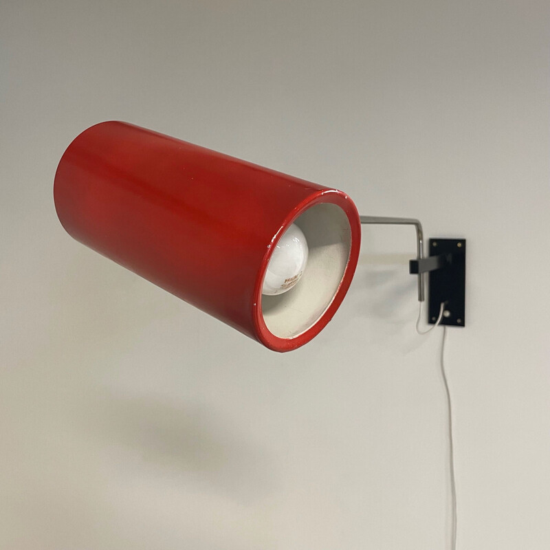 Vintage red wall lamp "39" by Willem Hagoort for Hagoort Lamps, 1960s