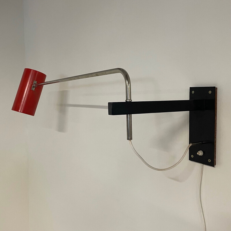 Vintage red wall lamp "39" by Willem Hagoort for Hagoort Lamps, 1960s