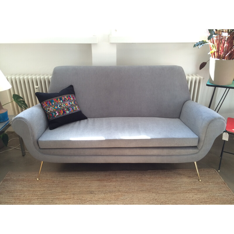 Italian Minotti 2-seater sofa in grey fabric, Gigi RADICE - 1950s