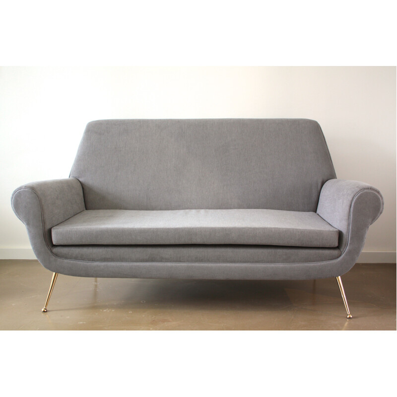 Italian Minotti 2-seater sofa in grey fabric, Gigi RADICE - 1950s