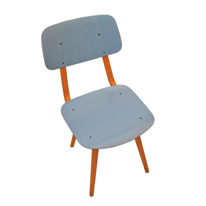 Chaise bleue vintage en résine - 1960