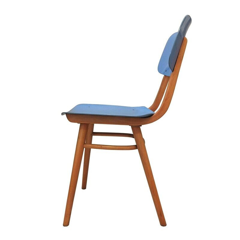 Chaise bleue vintage en résine - 1960