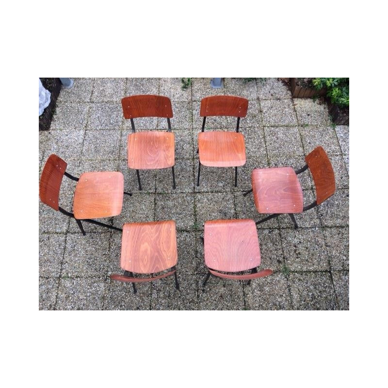 Marko wood and metal chairs, Friso KRAMER - 1960s