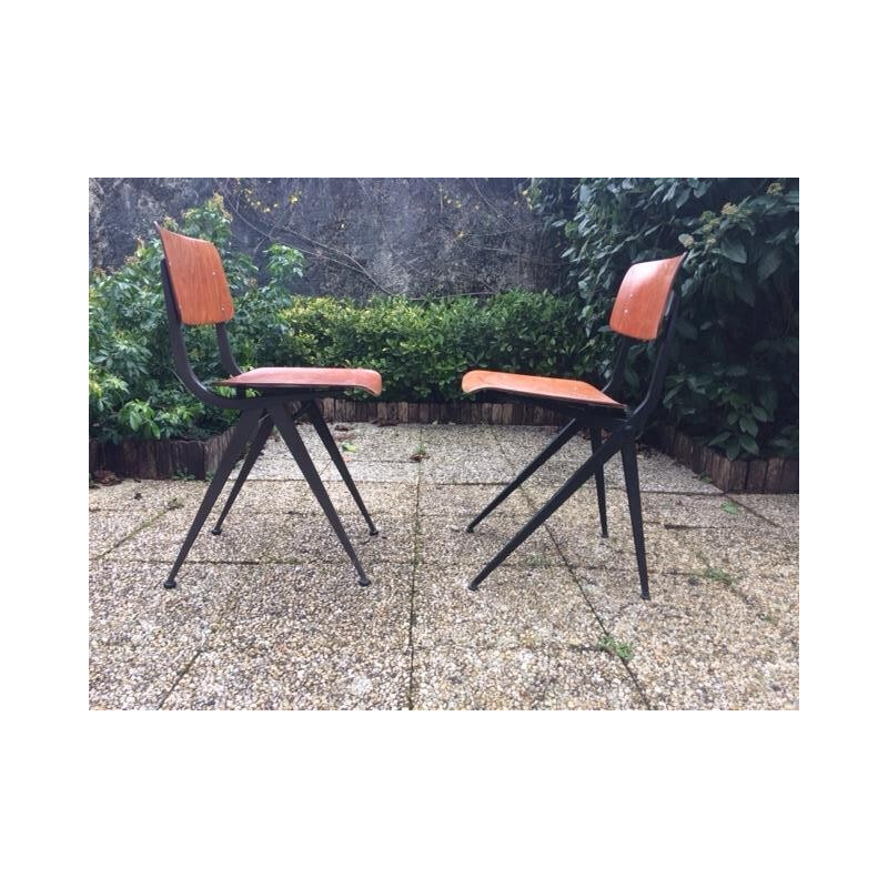 Marko wood and metal chairs, Friso KRAMER - 1960s