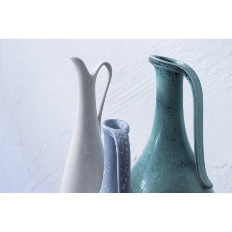 Set of 3 Rörstrand vases in blue ceramic, Gunnar NYLUND - 1940s